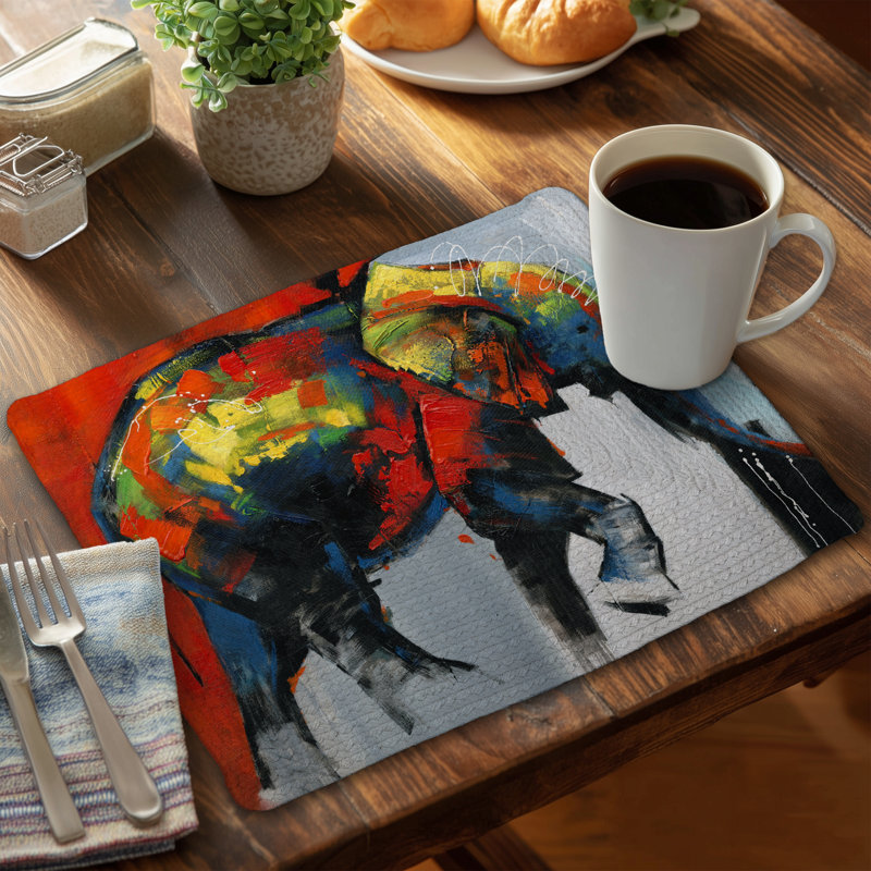 Napperon Éléphant d'Afrique | Décoration colorée