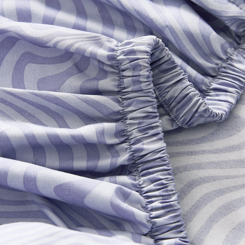 Ensemble de draps Retro Waves Violet, Ensemble de draps pour lit simple avec 3 pièces s
