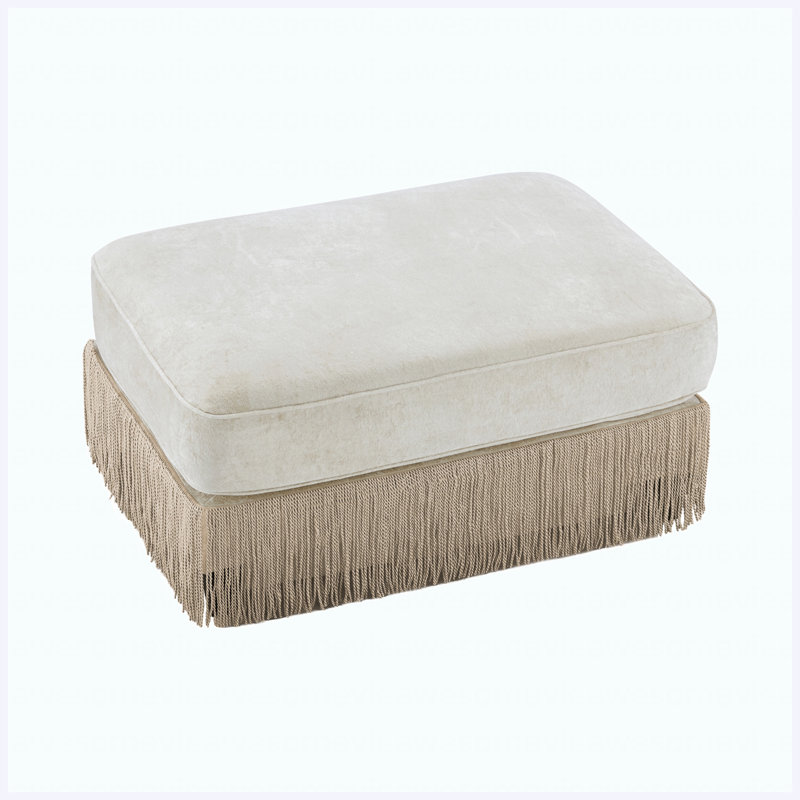 Repose-pieds rembourré en velours beige