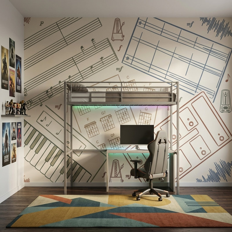 Décoration murale rétro Mid Mid Century Modern, 200 po x 120 po, Peler et coller