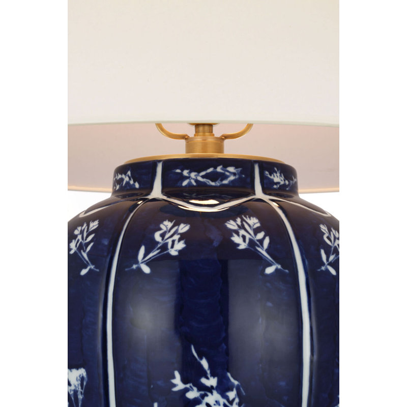 Halpern 25" Table Lamp in Cornflower Blue and White Porcelain with White Paper Shade