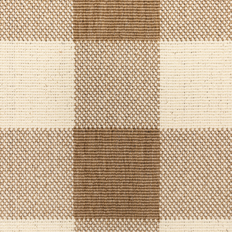 Lyle Plaid Tan/Ivory Area Rug, Runner 2'3" x 7'6"