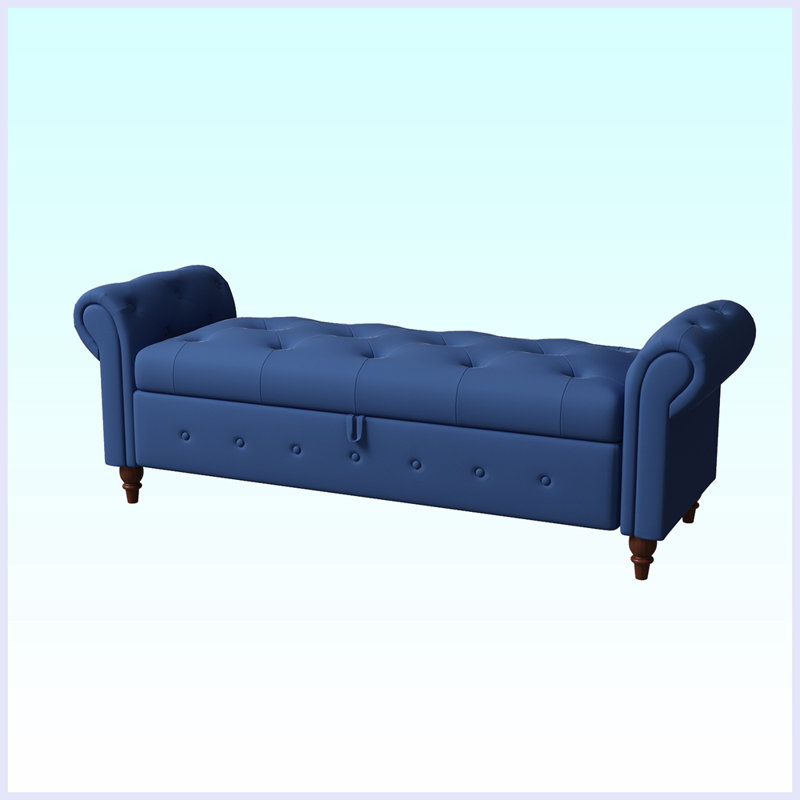 Xamiera Upholstered Storage Bench, Navy Blue