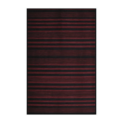 Machine Washable Horizontal Stripes Black Area Rug