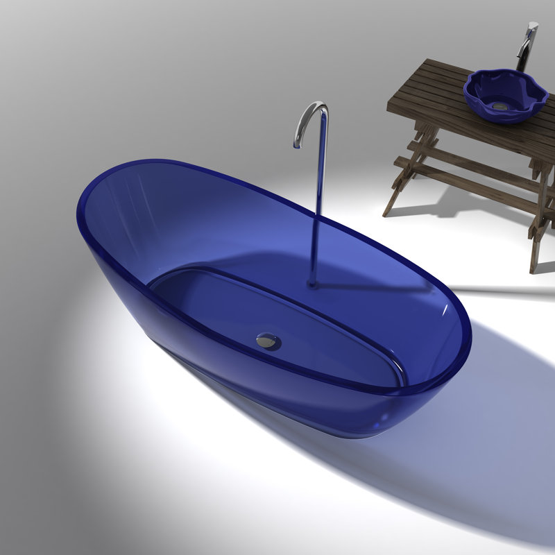 Ember 65.63'' x 32.5'' Soaking Stone Bathtub, Regal Blue