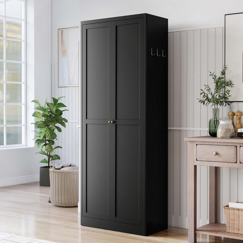 72-Inch Heavy-Duty Freestanding Metal Kitchen Pantry Bathroom Cabinet With Doors & 5 Adjustable Shelves For Pantry, Kitchen, Bathroom