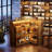 Burnes L-Shaped 4-Tier Wood Bar Cabinet with Stemware Racks-1947750316