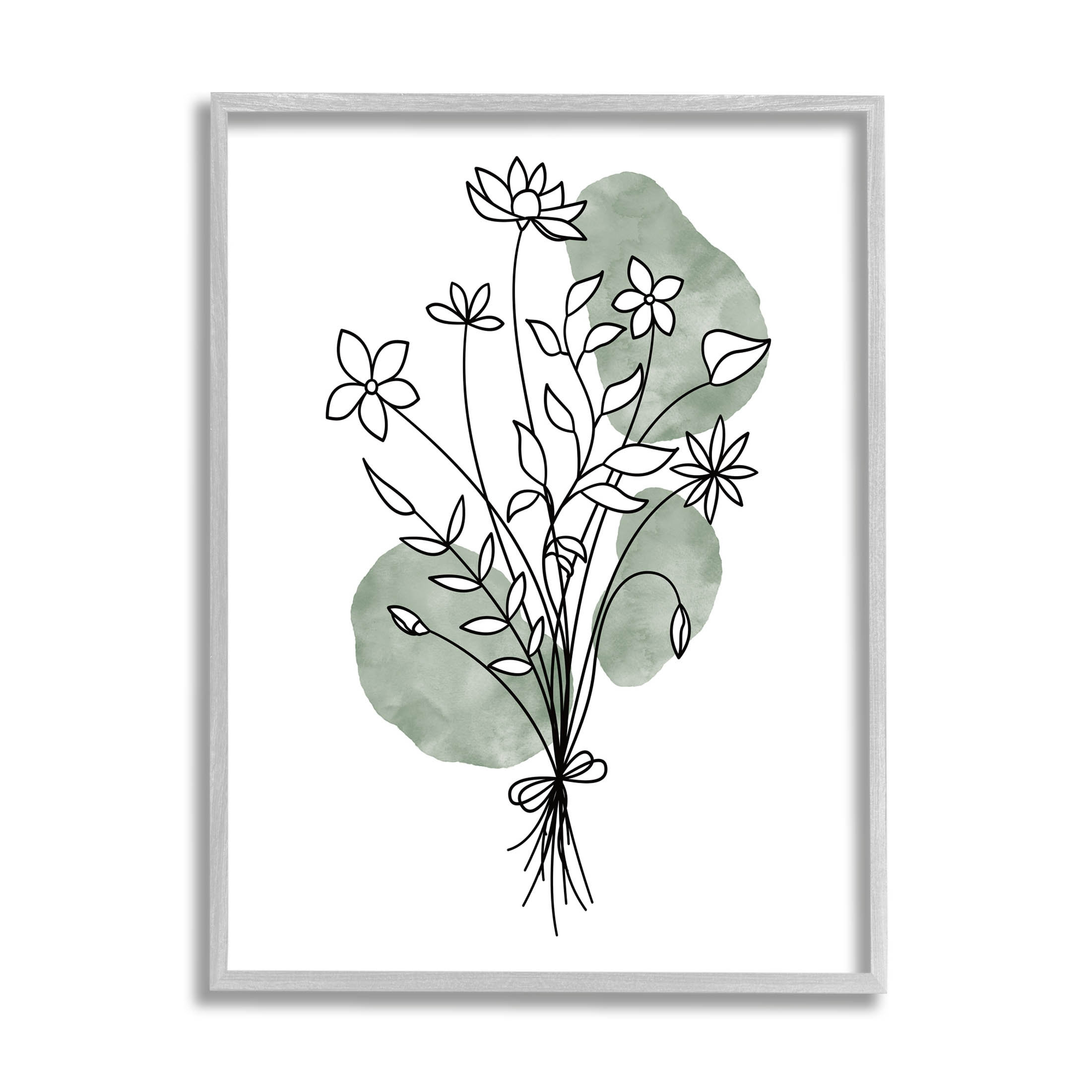 Stupell Industries Daisy Bloom Bouquet Potted Flowers Abstract Pattern White Framed Giclee, 11 x 14
