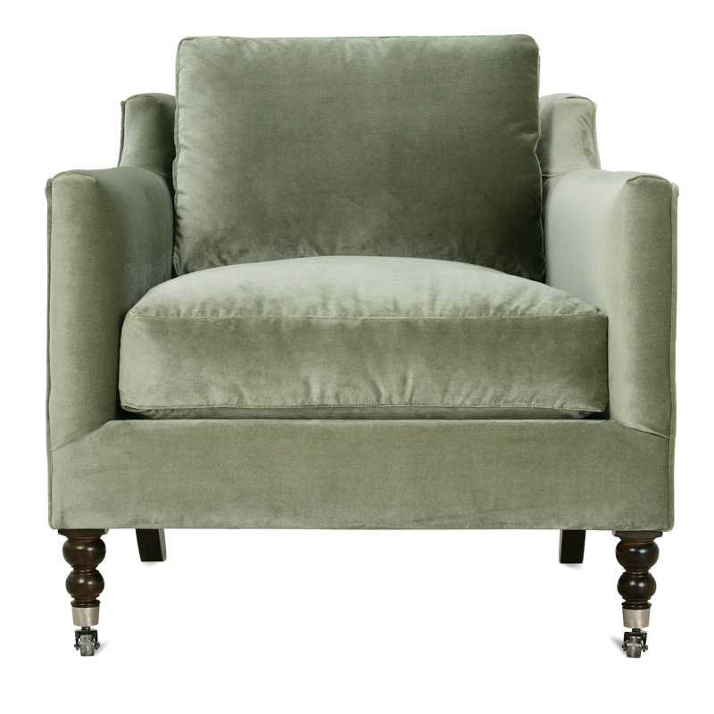 Madeline Accent Chair, Dark Brown Wood, Sage Velvet (15026-23)