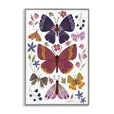 Art giclée symétrique par papillons et fleurs par JJ Design House LLC