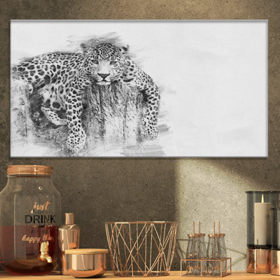 Léopard en noir et blanc - reproduction sur toile