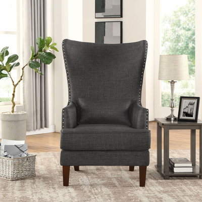 Iqubal Kori Wingback Accent Chair With Nailhead Trim