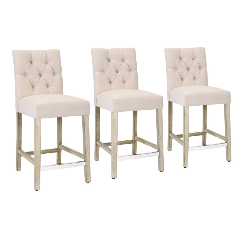 Tabouret de bar et de comptoir Wren (ensemble de 3), Beige, Tabouret de comptoir (siège d’une hauteur de 24