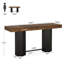 Table de bar à hauteur de bar avec un grand plateau de 71 pouces, 4 à 6 places assises, panneau de fibres à densité moyenne à grain de bois industriel et base en acier, brun rustique noir élégant