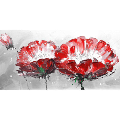 Two wild flowers on gray background - 15.75"x31.50" Desk mat