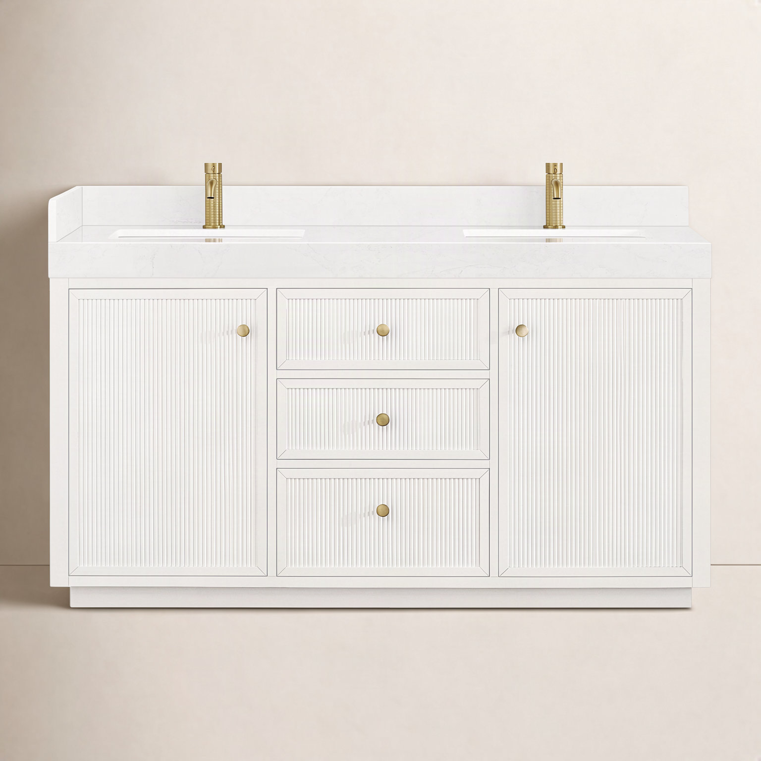 Thea 60" Double Bathroom Vanity, White