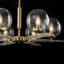 Lustre doré à 6 lumières avec globes en verre transparent et décorations en acrylique ondulé, luminaire suspendu moderne pour îlot de cuisine, hauteur réglable de 19,7 po à 74,8 po, compatible avec les plafonds inclinés, base E12, homologué ETL et UL