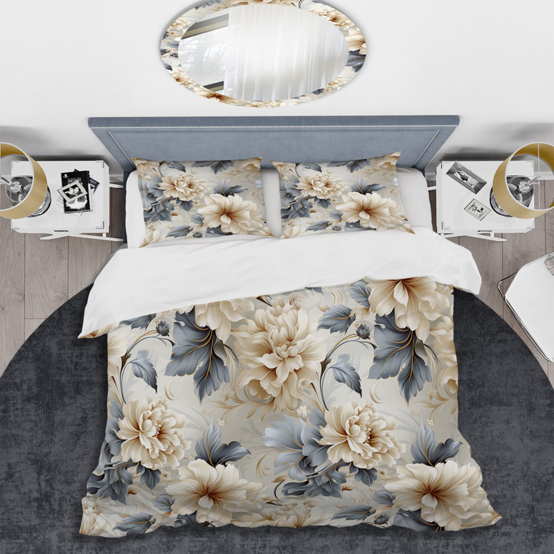 Ensemble de housse de couette Ethereal Rococo Flourish Victorian, Housse de couette pour très grand lit et 2 très