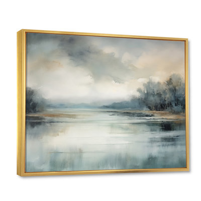 " Misty Lake Serenity Retro Watercolor I "