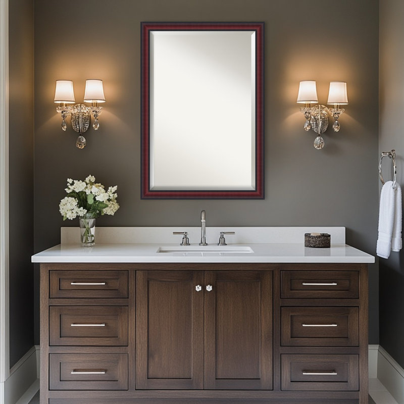 Miroir mural de salle de bain Dalat, Cerisier, 27,75 po x 21,75 po