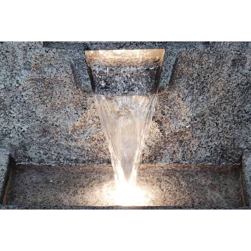 Gray Stone Rectangular Waterfall Fountain with LED Lights