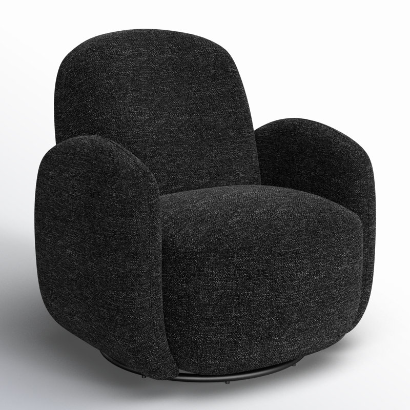 Lotta Swivel Lounge Chair, Black Fabric
