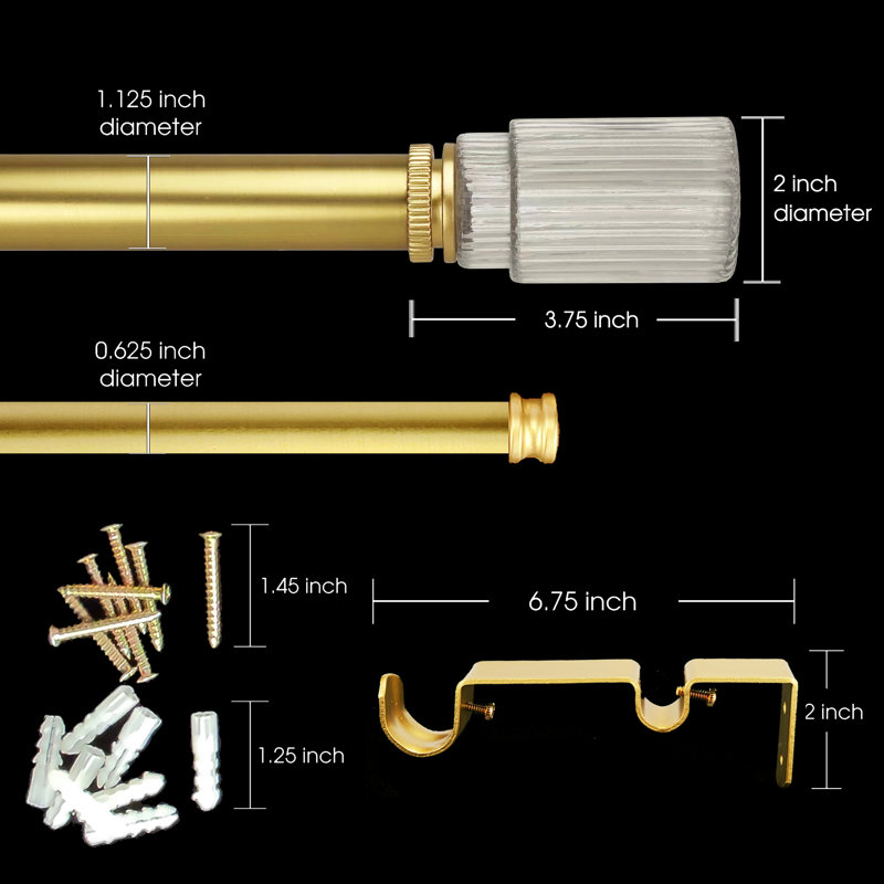 Judner Gold Adjustable Double Curtain Rod Set, 36" - 72"
