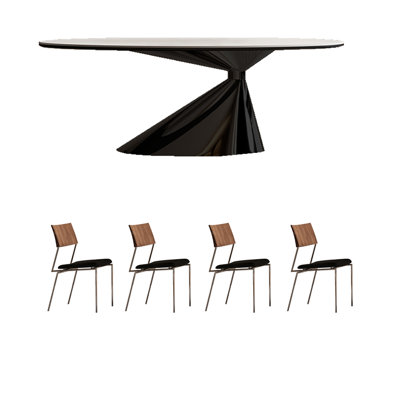 Art rock plate dining table and chair