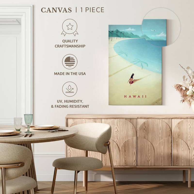 Affiche de voyage rétro Aime, visite d'Hawaï, H 12 po x l 8 po