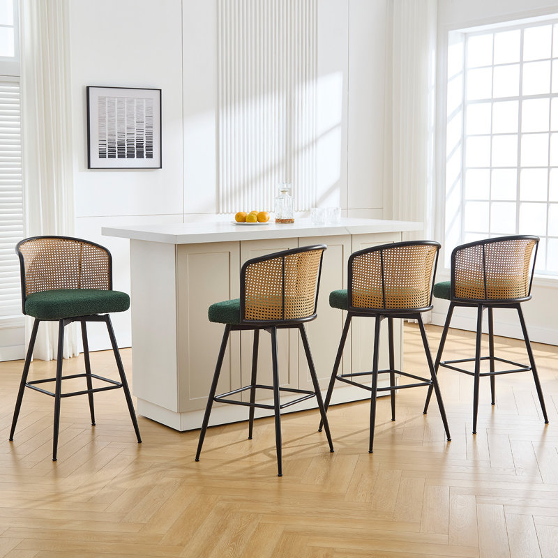 Tabouret pivotant Cane, Tabouret de bar (siège d'une hauteur de 29 po), Vert, 4