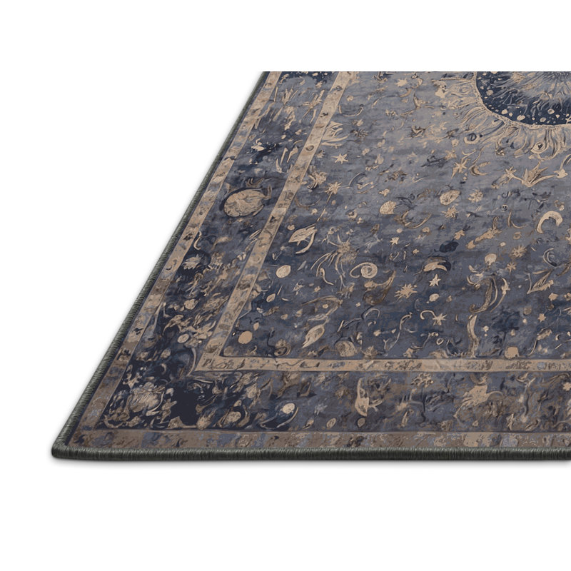 Tapis gris soyeux et moelleux, Rond 8 pi