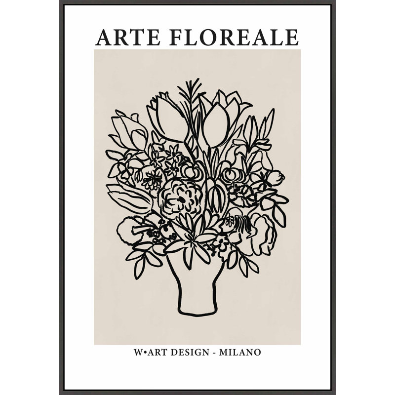 Bimini "Arte Floreale 1" par Romina Gadler sur, Toile avec cadre noir, H 20 po x l 14 po