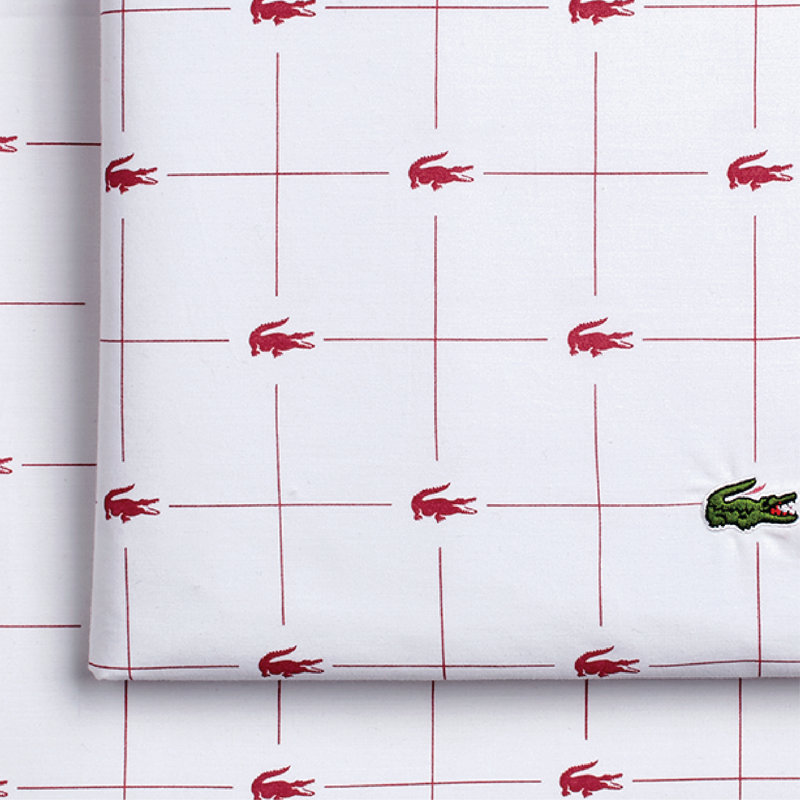 Lacoste Slice Cotton Percale Sheet Set, Cooling & Breathable Bedding, Deep Pocket Fitted Sheet, Baroque Rose, Full