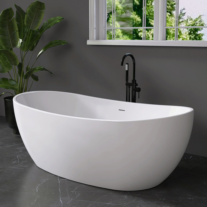 Baignoire de trempage autoportante en acrylique 65 po. X 32 po.
