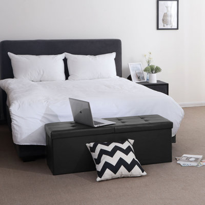 Repose-pieds de rangement rectangulaire en similicuir de 43 po de large Grace Bay
