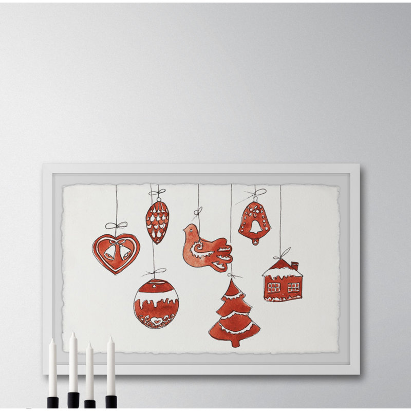 Christmas Baubles II - Single Picture Frame Painting, 20cm H x 30cm W x 3.81cm D