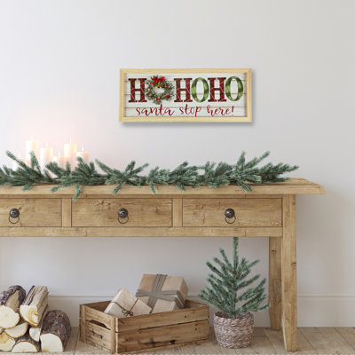Enseigne murale de Noël 19,75 "à carreaux lumineux" Ho Ho Ho "
