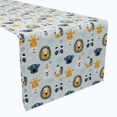 Table Runner, 100% Cotton, 16X108", Animal Faces