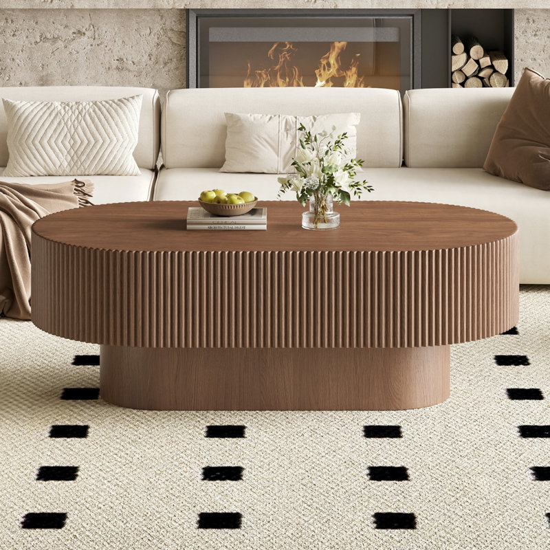 Table basse ovale, Noyer, 19.52" H x 48.43" W x 26.72" D