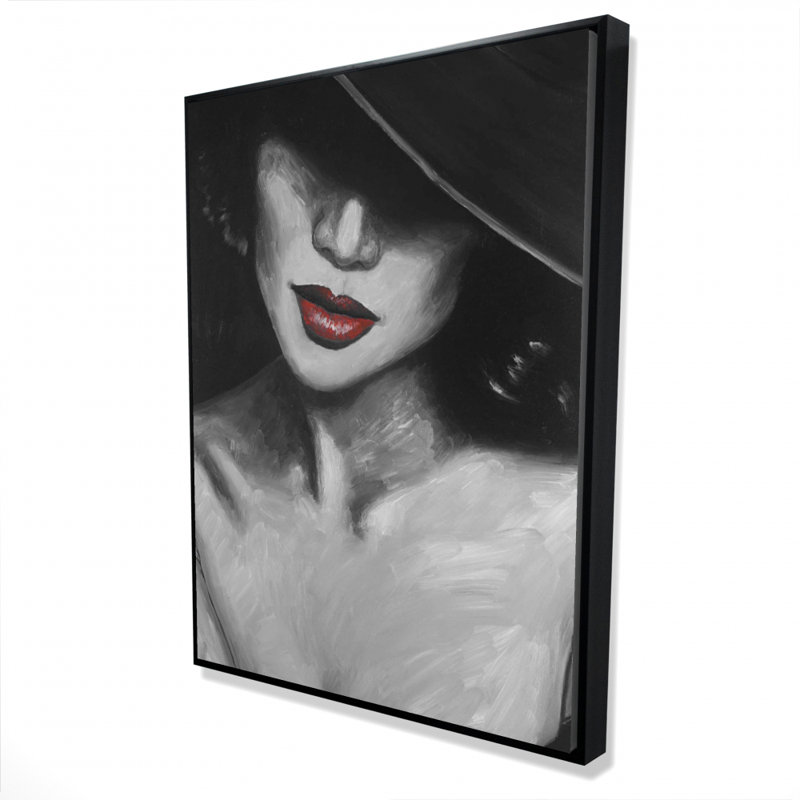 Mysterious Red Lips Lady, reproduction sur toile