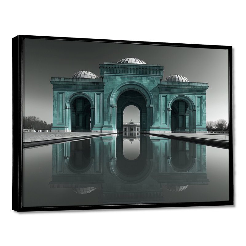 Photo de monument Taj Mahal vert et gris, H 12 po x l 20 po, Cadre flottant noir