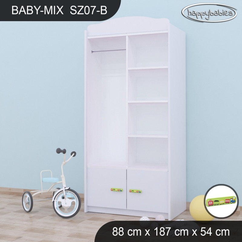 4 Door Wardrobe, White/Green