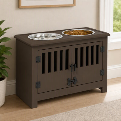 Support pour gamelle de chien avec meuble de rangement