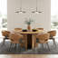 Ensemble de table de salle à manger à piédestal moderne 59,05 po et 6 chaises rembourrées - Base sculpturale - Noyer / brun clair-908361007-908361000