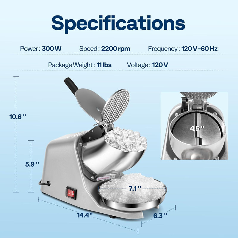 Dual Blades Snow Cone Maker Machine