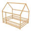 Lit de sol en bois de pin massif avec cadre de maison et garde-corps de sécurité Montessori l 60 po x P 77 po x H 74 po
