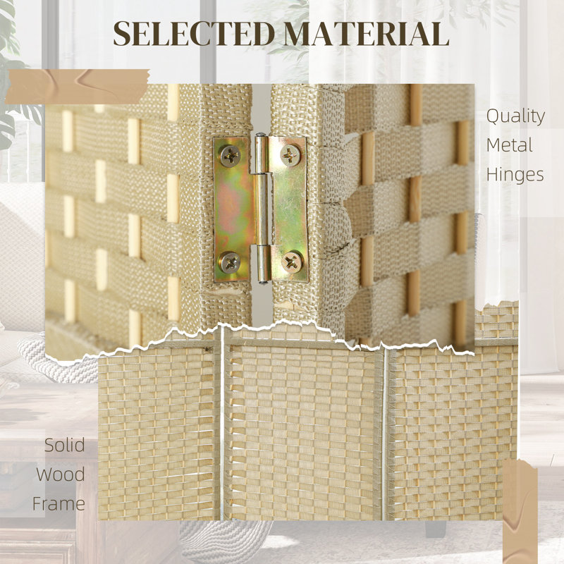 Paravent, écran d'intimité pliable à 8 panneaux, cloison autoportante de 5,6 pi de hauteur pour bureau à domicile, chambre à coucher, beige