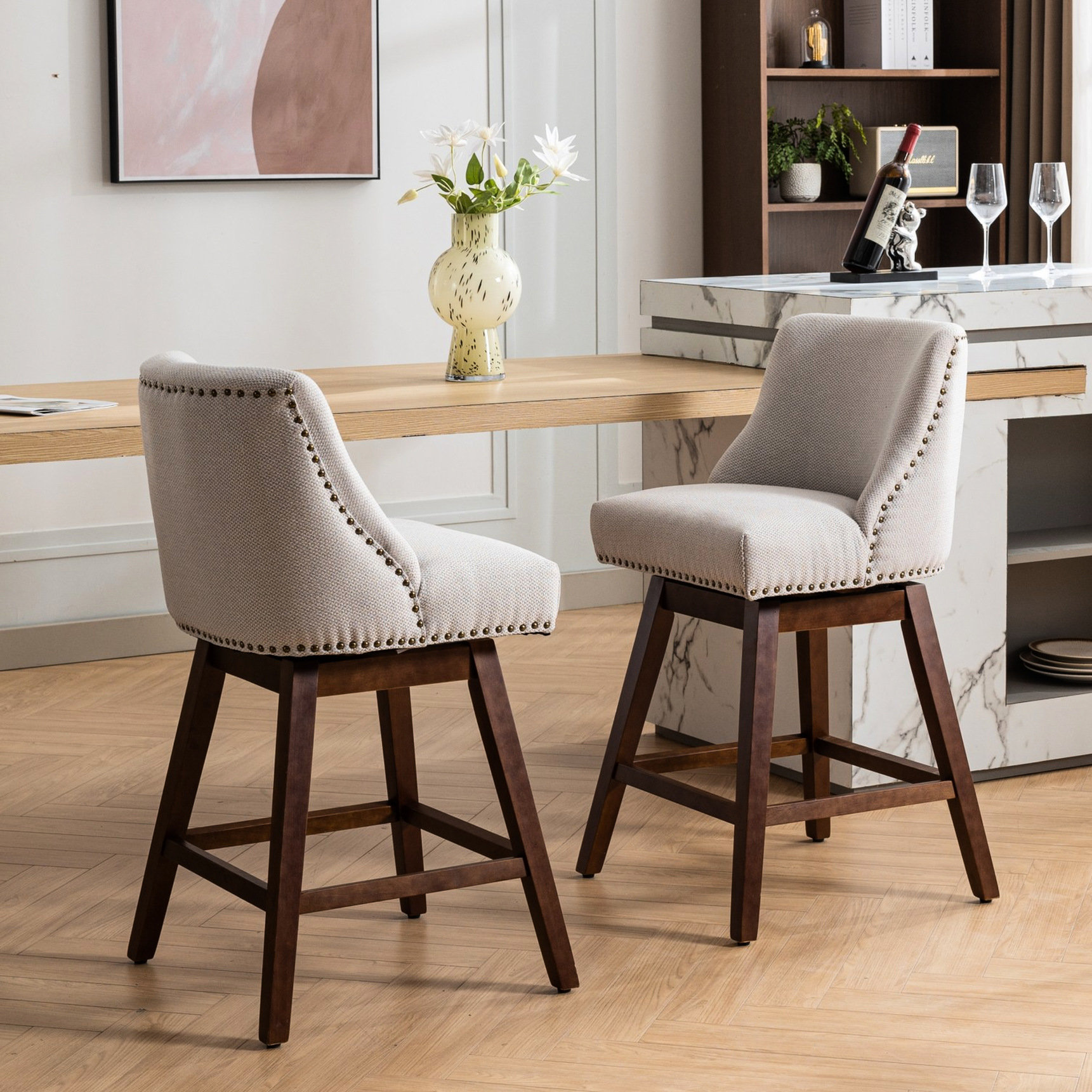 Lark Manor™ Counter Height Swivel , Of 2, Upholstery, Comfortable ...