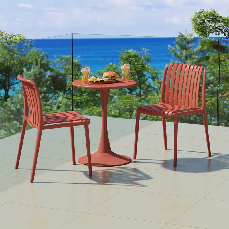 Ensemble repas d'extérieur rond, Rouge