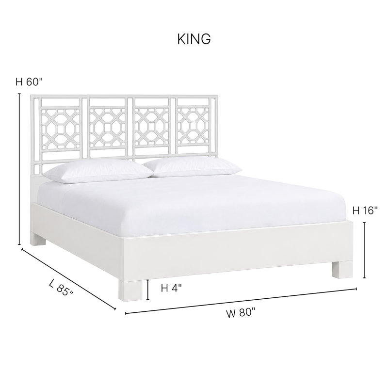 Lattice Back Platform Bed, King, Turquoise